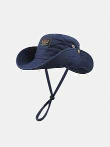 水洗西部牛仔帽，女士抽绳双层厚帽檐遮阳帽，户外钓鱼徒步帽 - 彩色 - 查看 16