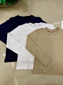 Kit 3 Blusas de Manga Longa Comprida Menina Infantil Inverno Cores Sortidas