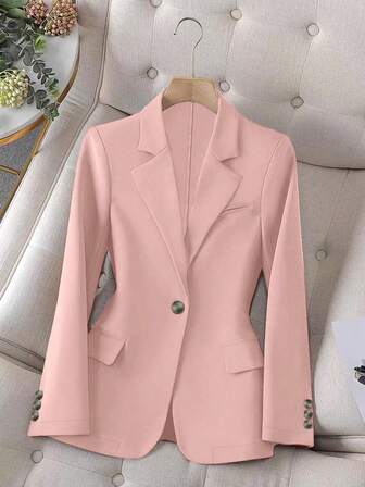 Plus Size Women Casual Elegant Solid Color Long Sleeve Office Blazer Jacket