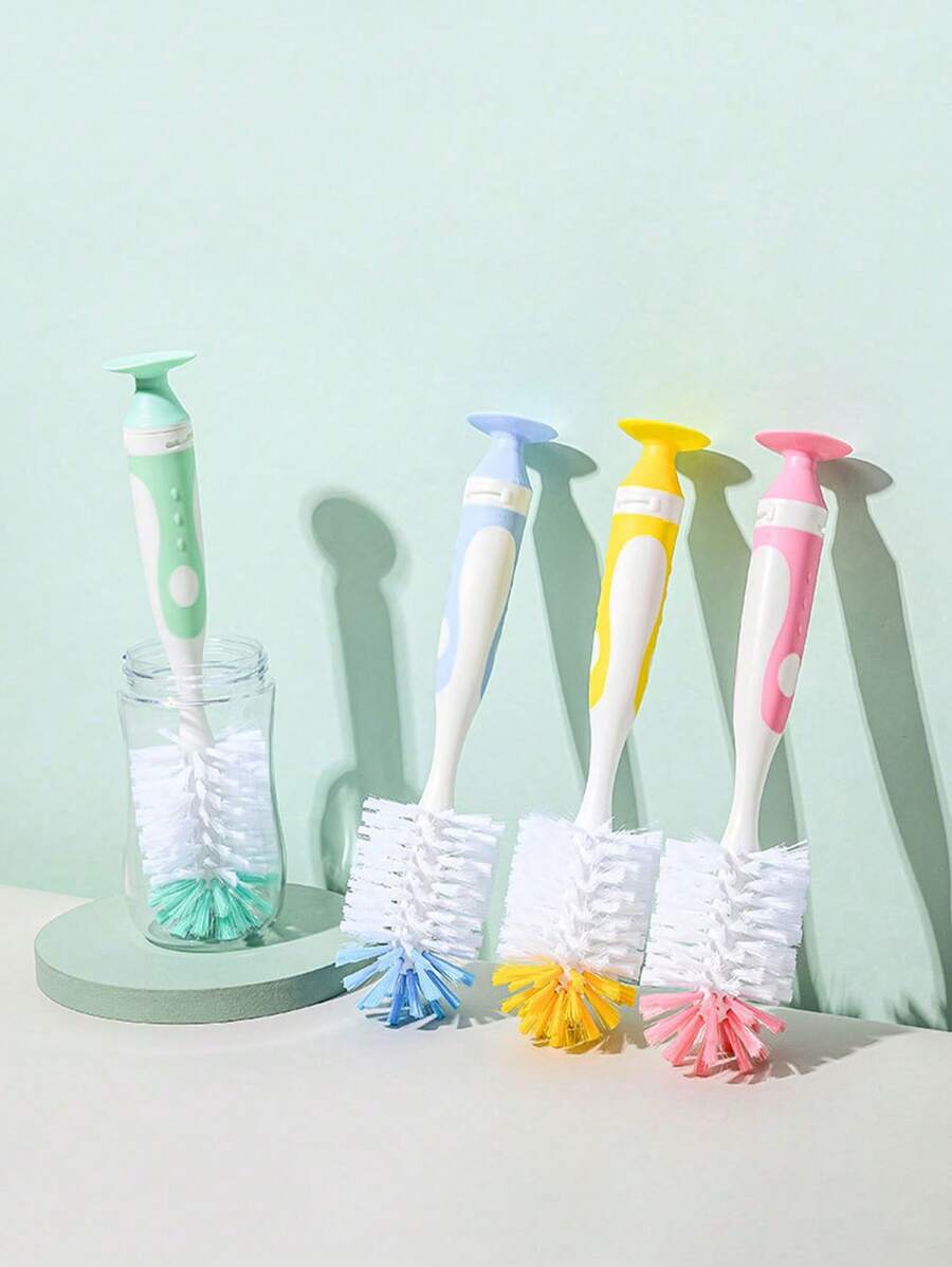 Szczotka do butelek z nylonu, szczotka do smoczków, wielofunkcyjna szczotka do czyszczenia kubków z długim uchwytem i obrotem o 360 stopni do czyszczenia butelek, kubków, termosów (losowy kolor)