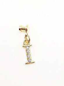 1pc Diamond Encrusted 26 English Letter Charm, Suitable For Silicone Watch Band Decoration