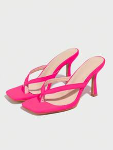 Giày cao gót mũi nhọn trong suốt cho nữ, dép dự tiệc gợi cảm có gót nhọn và đế răng cưa cho mùa hè - Hồng - Xem 4