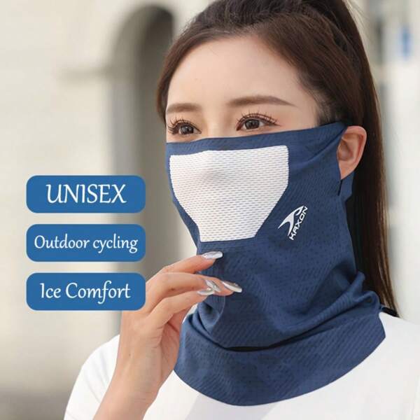 1pc Summer Outdoor Silk Chiffon Neck Gaiter - Seamless Breathable Face Cover For Cycling, Unisex