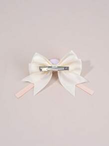 1 pieza Broche de pelo con lazo blanco, rosa y verde para niñas, accesorios de pelo con flor de tela, accesorios de pelo de terciopelo para uso diario de niñas