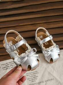 Girls Summer Floral Ballet Style Fairy Sandals, Nature-Inspired Princess Bows Shoes