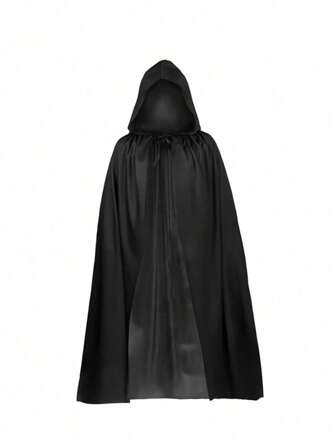 1 stuk Unisex Volwassenen Zwarte Doorschijnende Gebreide Mantel met Capuchon, Enkellaags Kostuum Accessoire voor Heks, Demon, Vampier, Kostuum voor Halloween, Maskeradefeest, Voor Prestaties, Lengte 1,7 M, Lichtgewicht Doorschijnend Materiaal