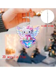 Sanrio 2D Flat[Authorized]1 Piece Hello Kitty Crystal Love Acrylic Pendant, Suitable For Rearview Mirrors, Car Fashion Pendants, Backpack Pendants, Keychain Accessories, Holiday Season Decorations, Cute Cartoon Character Design, Perfect For Valentine's Day, New Year, Christmas Party Supplies, Holiday Theme Decorations, Birthday Gifts, Home Pendants, School Decor School Surprise Dormitory Decor Back To School Home Decor Room Decor School Supplies