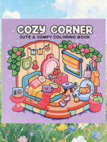 1pc Cozy Corner Adult Coloring Book For Relax & Emotional Well-Being - Thick Upgraded 2025 Edition With Intricate Patterns, Clear Lines & Whimsical Designs - Perfect Gift For Holidays, Family Gatherings & Parties, Festive Gift Idea | Cozy Interior Theme | Inviting Cover Art, Relax Coloring Book,Back To School,School Supplies - A - View 2