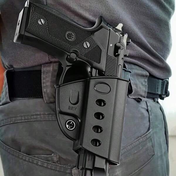 Taktischer, rechthändiger BRV M9 Holster, CQB Gürtelhalterung, Schnellverschluss Holstern - Drehwirbel für M9/, Beretta 92, P226, USP und mehr!, ABS Material, klassischer Stil, Waffenzubehör