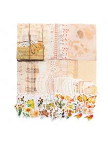 1 pacote com 100 folhas de papel de Bottom para artesanato e cartões com renda vazada, estilo artístico retrô com flores e borboletas, material de Bottom para decoração DIY, material de bordas de renda vazada, adesivos decorativos de flores em aquarela, suprimentos para escola, casa e escritório