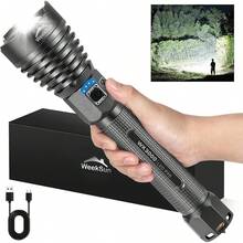 WEEKSUN Linterna LED Recargable, 150,000 Lúmenes Linterna LED, IP65 Impermeable LáMpara de Mano, 3 Modos de Luz Linterna, Para Acampar, Caminar, Usar en Cortes de EnergíA, Emergencias - WK3000-P90 - Ver 2