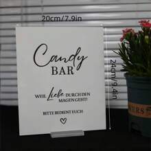 (德语)糖果吧台标牌、甜点桌标牌、甜点桌装饰和婚礼装饰，适用于新娘送礼会和婚宴，白色简约风格亚克力标牌