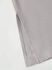 Men's 2-Piece Dashiki Set, Embroidered Pocket, Long Sleeve Round Neck Shirt With Split Hem, Elastic Waist Pants, African Style, Men's Casual Shirt & Trousers Set, New Season Design, For Party, Date, Wedding - Grey - View 5