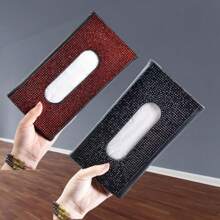 2pcs/1pc Shiny Sun Visor Tissue Box, 7 Color Options Car Sun Visor Tissue Holder, Modern Car Backseat UV Protection Storage, Seat Back Rhinestone Tissue Clip, Toilet Paper Box, Tissue Box, Car Tissue Box, Creative Rhinestone Car Tissue Box, Storage & Organization Box, Tissue Dispenser, Essential For Travel, Car Accessories, Home & Living