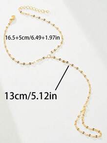 1 pieza Brazalete de mujer con hoja de diamante de estilo bohemio y cristal, brazalete de cadena fina simple para el dedo, accesorio de joyería como regalo