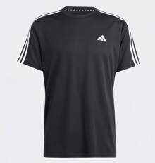 Adidas TR-ES BASE 3S T 男士宽松透气速干休闲运动训练T恤 - 黑色 - 查看 1