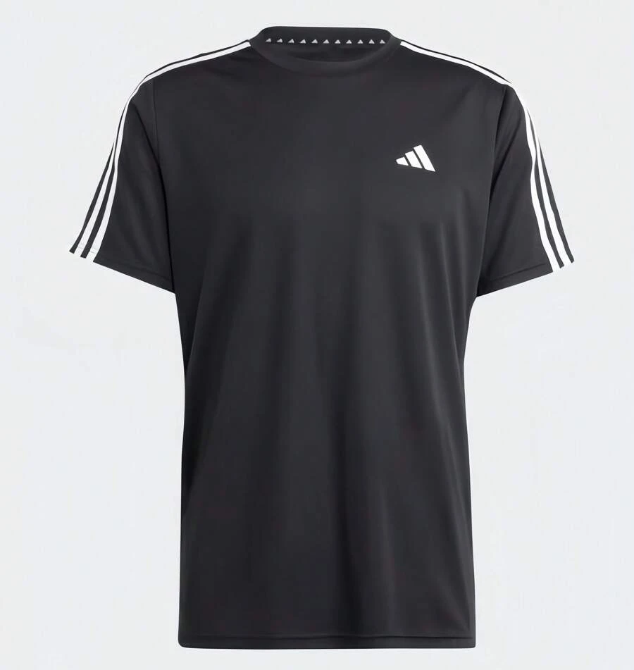 Adidas TR-ES BASE 3S T 男士宽松透气速干休闲运动训练T恤 - 黑色 - 查看 1
