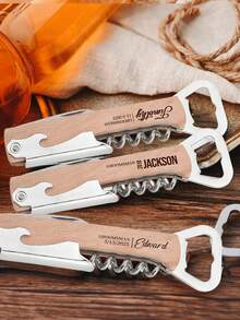 Personalized Bottle Opener Groomsmen Gift, Engraved Corkscrew Wedding Gift, Customizable Groomsman Gift Set, Best Man Proposal - Multicolor - View 2