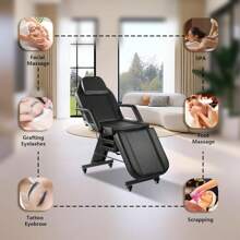 Adjustable Chair With Wheels 73inch Tattoo Bed Client Massage Table With Stool Massage Table Bed Spa Beauty Esthetician White