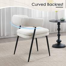 WAHSON OFFICE CHAIRS Set Of 2 Accent Dining Chairs In Chenille Fabric Upholstered Kitchen Dining Room Chairs - White - View 5