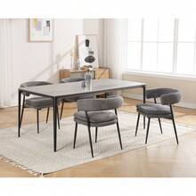 Chairus Set Of 2 Accent Dining Chairs In Chenille Fabric Upholstered Kitchen Dining Room Chairs - Grey - View 6