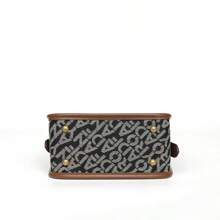 1pc 2025 New Women's Elegant Fashion Versatile Shoulder Diagonal Crossbody Bag, Letter Print Embossed Coffee Color Casual Patchwork Color Block Square Handbag, Suitable For Daily Commuting, Work, Shopping, Dating, Travel
