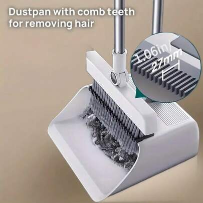 3-In-1 Folding Broom And Dustpan Set, Creative New Foldable Soft Bristle Broom Dustpan Combo, Multi-Surface Cleaning Kit For Living Room, Bedroom, Bathroom, Carpet, Hard Floor, Durable Plastic For Home & Dorm, Non-Hair Sticking