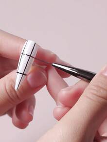 5支/套美甲线条笔，DIY绘画花卉线条笔，6/9/12/15/18mm，带金属手柄的美甲笔 - 銀色 - 查看 3