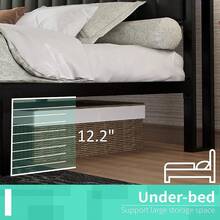 LED Platform Bed Frame With 2-Tier Storage Space And Charging Station, Faux Leather Bed With Noise-Free Design, No Box Spring Needed, Black - 查看 7