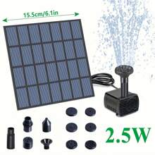 Solar Fountain Pump Head, Solar Fountain Pump Kit, Outdoor Garden Fountain, Separate Pump And Solar Panel For Easy Installation And Use, Comes With 3 Connector Rods And 8 Nozzles, Solar Powered, No Battery Required, Suitable For Outdoor Water Features, Gardens, Small Ponds, Patios And Fish Tanks - Simple Round Shape, Durable Plastic