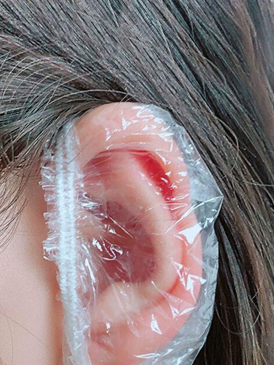 一次性塑料耳套，防水防尘耳罩，舒适弹性耳罩，适用于洗发、洗澡、成人沐浴、染色以防止进水，柔软耳套 - 彩色 - 查看 1