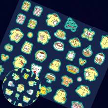 Sanrio 5 piezas de calcomanías de uñas de anime de Sanrio, calcomanías de arte de uñas de estilo de dibujos animados lindos, decoración de uñas de plástico autoadhesivo, con efecto luminoso, mate y forma asimétrica, de un solo uso - sin fragancia