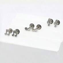A Must-Have For Daily Leisure! The Note Round Cake Earrings Are A Fashionable Declaration For Free Spirits. With A Unique Note-Shaped Design And A Flexible Leather Loop, These Earrings Are Made Of Stainless Steel, Shining With Style.