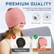 BILITOK Migraine Headache Relief Cap, Gel Ice Head Wrap, Hot And Cold Therapy, Headache Eyes Mask For Sinus, Puffy Eyes, Tension And Stress Relief - Pink - View 4