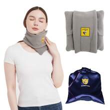 FOKES Travel Pillow And Multifunctional Scarf,Turtle Neck Support Pillow,Airplane Car Or Office Nap Pillow,Easy To Clean And Carry, With Luxury Storage Bag - 灰色 - 查看 1