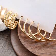 1 Set Of 6 Pairs Fashionable Women's Earring Set, Zinc Alloy Material With Stainless Steel Posts, No Plating, Hypoallergenic, Suitable For Daily Wear And Vacation, Jewelry Set Designed Specifically For Women