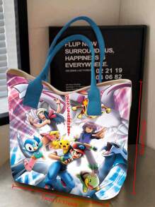 pokemon Bolsa de Lona de Grande Capacidade, Adequada para Bolsa de Ombro Casual de Menina, Bolsa de Transporte