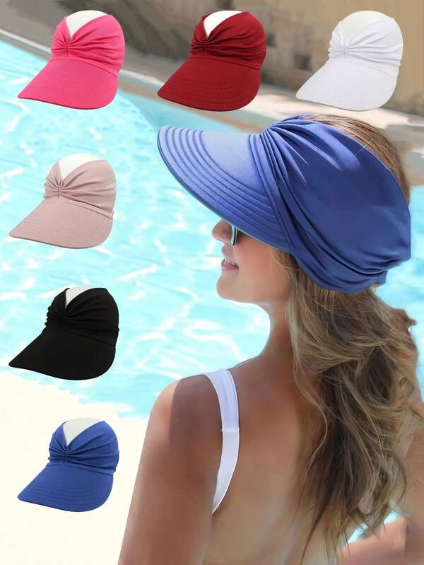 1 pieza Sombrero de playa para mujer de ala ancha elástico | Sombrero de sol de diseño de ala ancha con protección UV | Sombrero de sol plegable cómodo | Sombrero de sol de playa con protección UV para mujer | Adecuado para deportes, playa, golf, al aire libre, senderismo