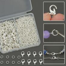 700pcs Random Color Mixing/Golden/Silver/White K/KC Gold Lobster Clasps And Split Ring Set, Including 100pcs Lobster Clasps And 600pcs Jump Rings, Mainly Used For DIY Jewelry Making, Chains, Necklaces, Anklets, Hair Accessories, Pendants