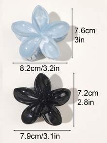 2 件套波西米亚风格闪亮花朵和大理石渐变树脂章鱼发夹，甜美可爱海滩/自然风格日常发饰花朵发夹