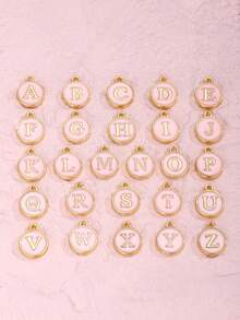 1pc Fashionable Floral & Letter Beaded Bracelet, Customizable Name, Suitable For Children, Beach, Daily Wear - Pink - View 5