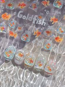 1 件可爱一袋海星指甲饰品贴纸 3D 果冻海洋鱼泡泡粘性指甲贴纸 DIY 夏季美甲装饰