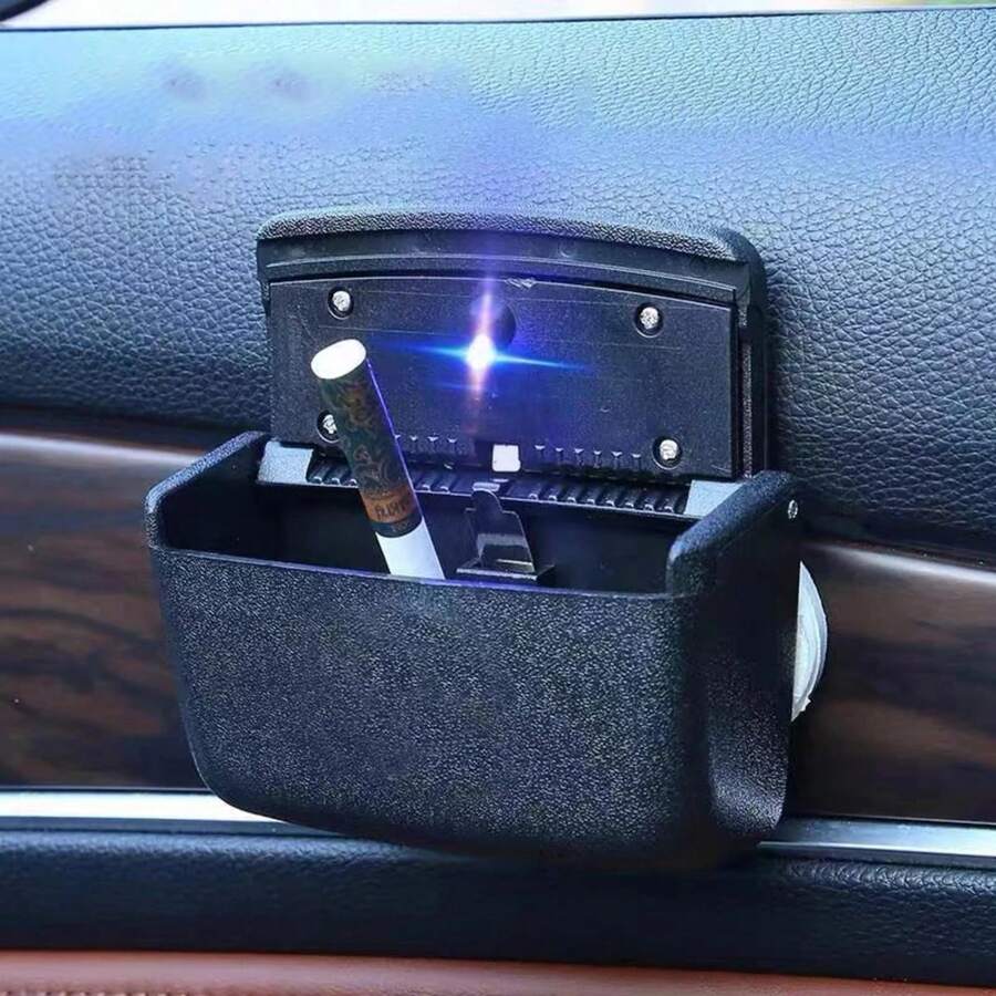 Cenicero Universal para coche con luces Led, bandeja portátil sin humo para cigarrillos, con cubierta, suministros creativos multifunción para coche 8SDR