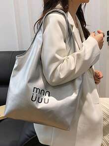 包包女2025新款休闲大容量托特包高级感单肩手提腋下通勤包 - 銀色 - 查看 1