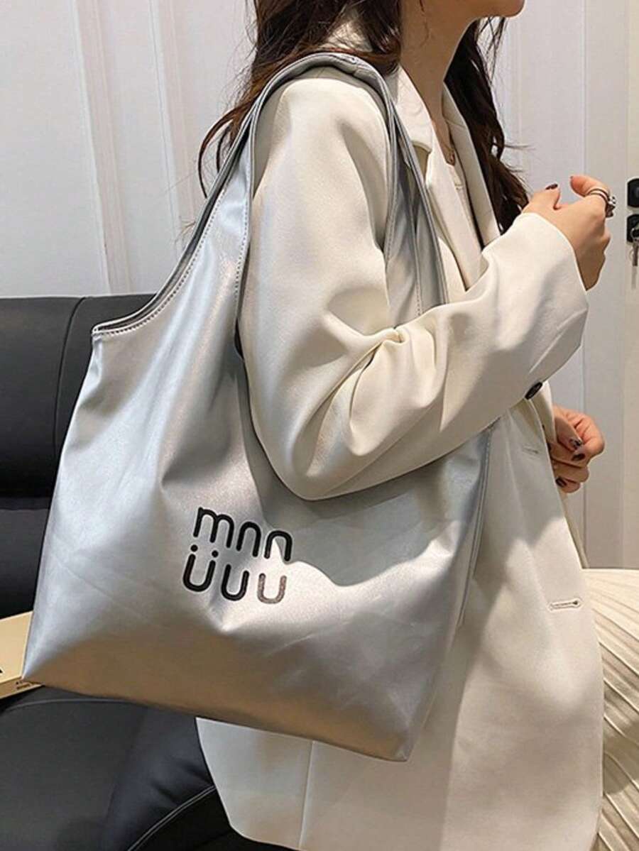 包包女2025新款休闲大容量托特包高级感单肩手提腋下通勤包 - 銀色 - 查看 1