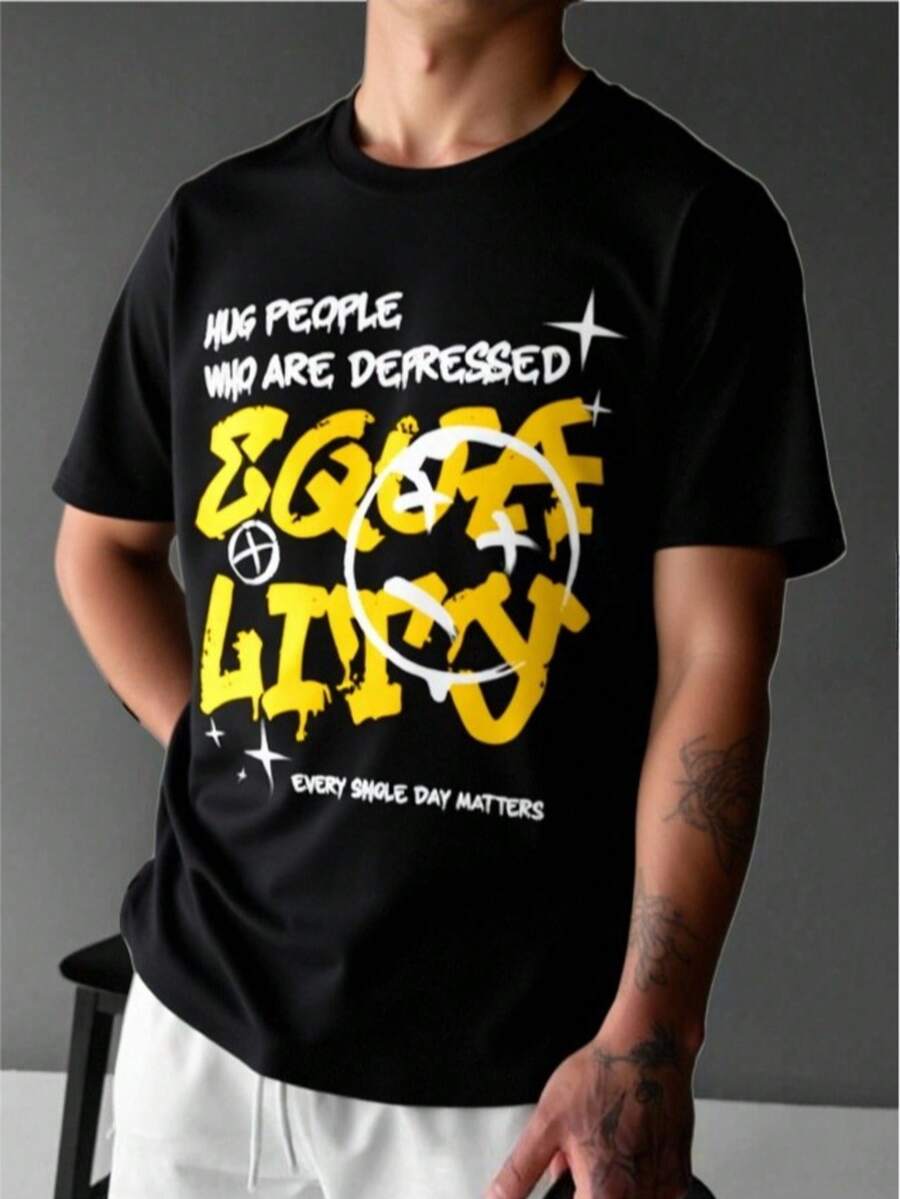 King T-shirt 男士T恤 - 黑色 - 查看 1