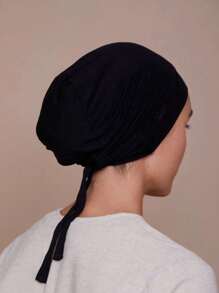 1 Stück HIAJB-Kappen im arabischen Stil des Nahen Ostens für Damen, einfarbig, Seiden-Baumwollmischung, verstellbarer Turban mit Kordelzug, geeignet für den Alltag