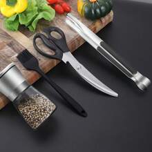 Kitchen Shears, Barbecue Shears And Tongs Set, Stainless Steel Multi-Functional Non-Slip Serrated Sharp Meat, Chicken, Vegetable Cutting Kitchen Shears, Barbecue Tongs