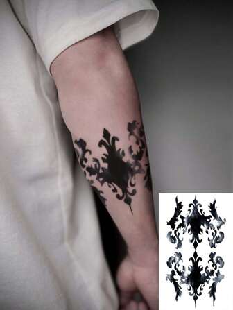 1 件可重复使用的临时纹身贴纸，神秘的图腾纹身设计，适合男士，适合时尚人士