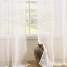 Sheer Curtains 84 Inches Long, White Curtains Living Room 2 Panels Set, Linen Curtains Window Privacy With Filtering (W52 X L84 Inch, Linen), Home Decor - 淺米色 - 查看 3